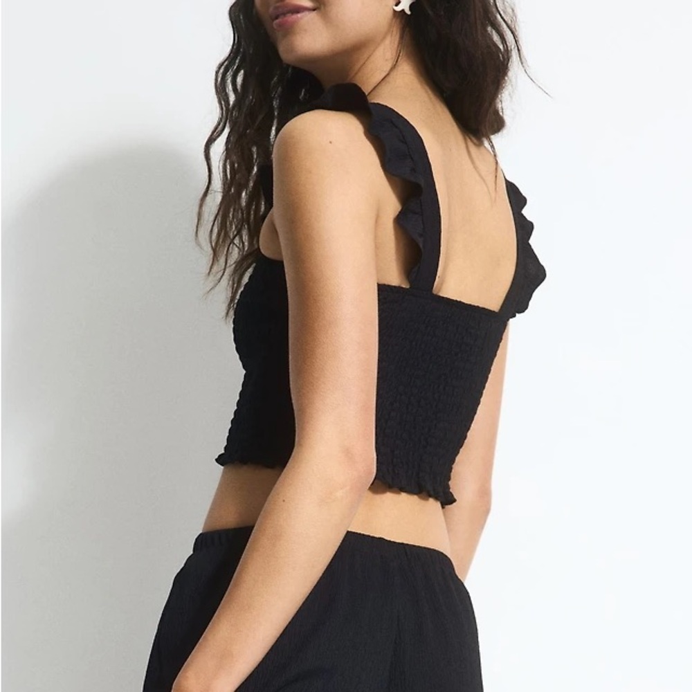 Zara Smocked Ruffled Crop Top - Picture 2 of 10